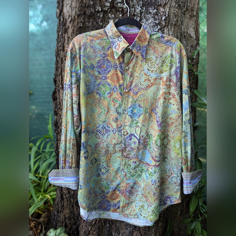 Richard Graham | Long Sleeve Button Down   | Multi-Colored | Size Medium